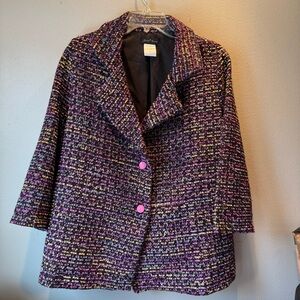 Slinky Brand blazer in a size medium for women, multi-color sequined design.